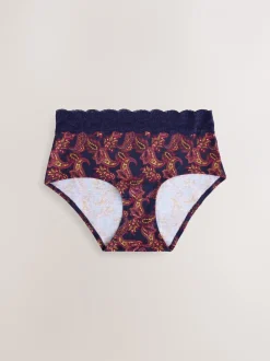 Onderbroeken*Next - Katoenen kanten slipjes 4 stuks Marineblauw met paisleymotief