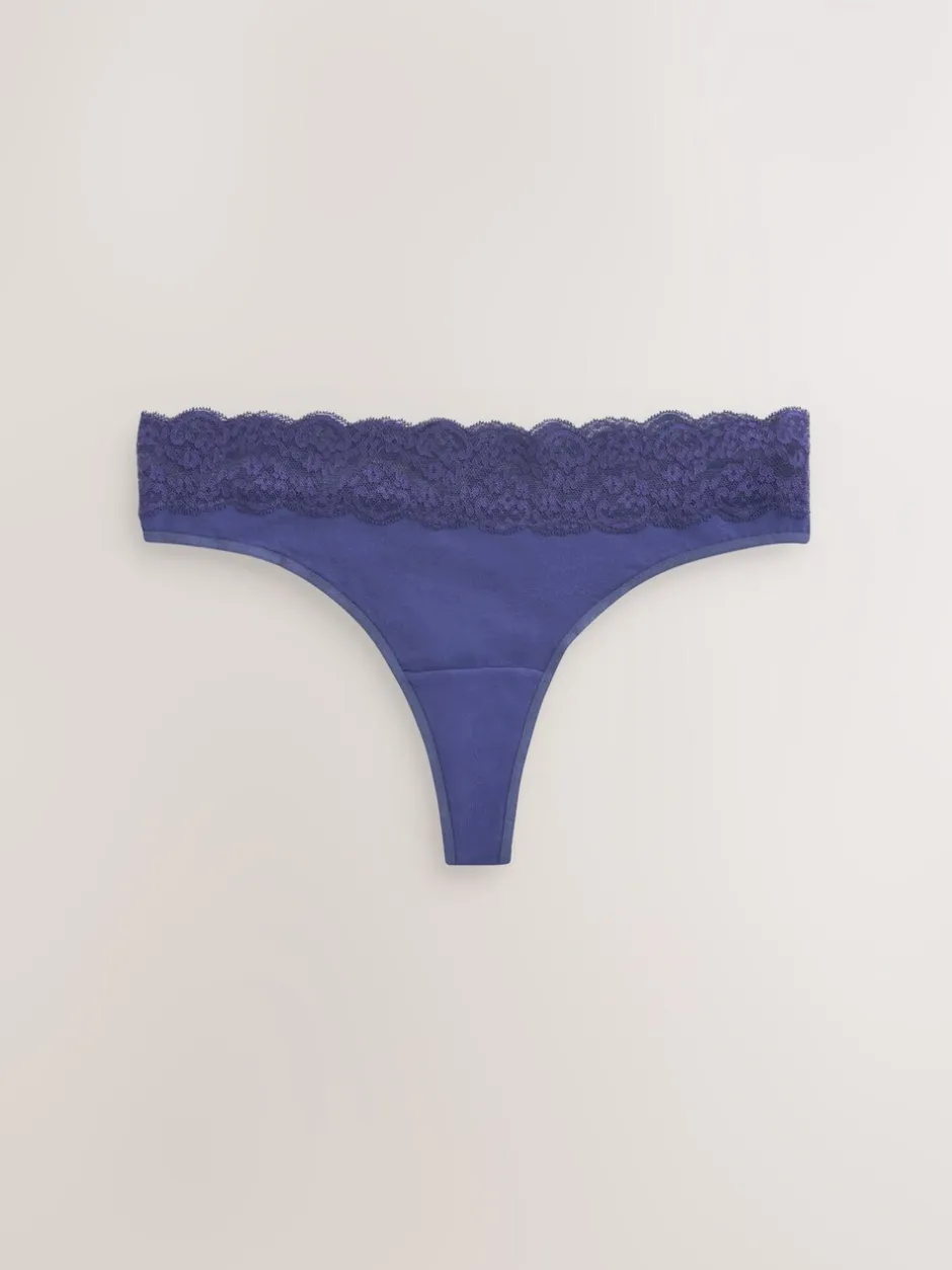 Onderbroeken*Next Marineblauw met paisleymotief - Katoenen kanten slipjes 4 stuks