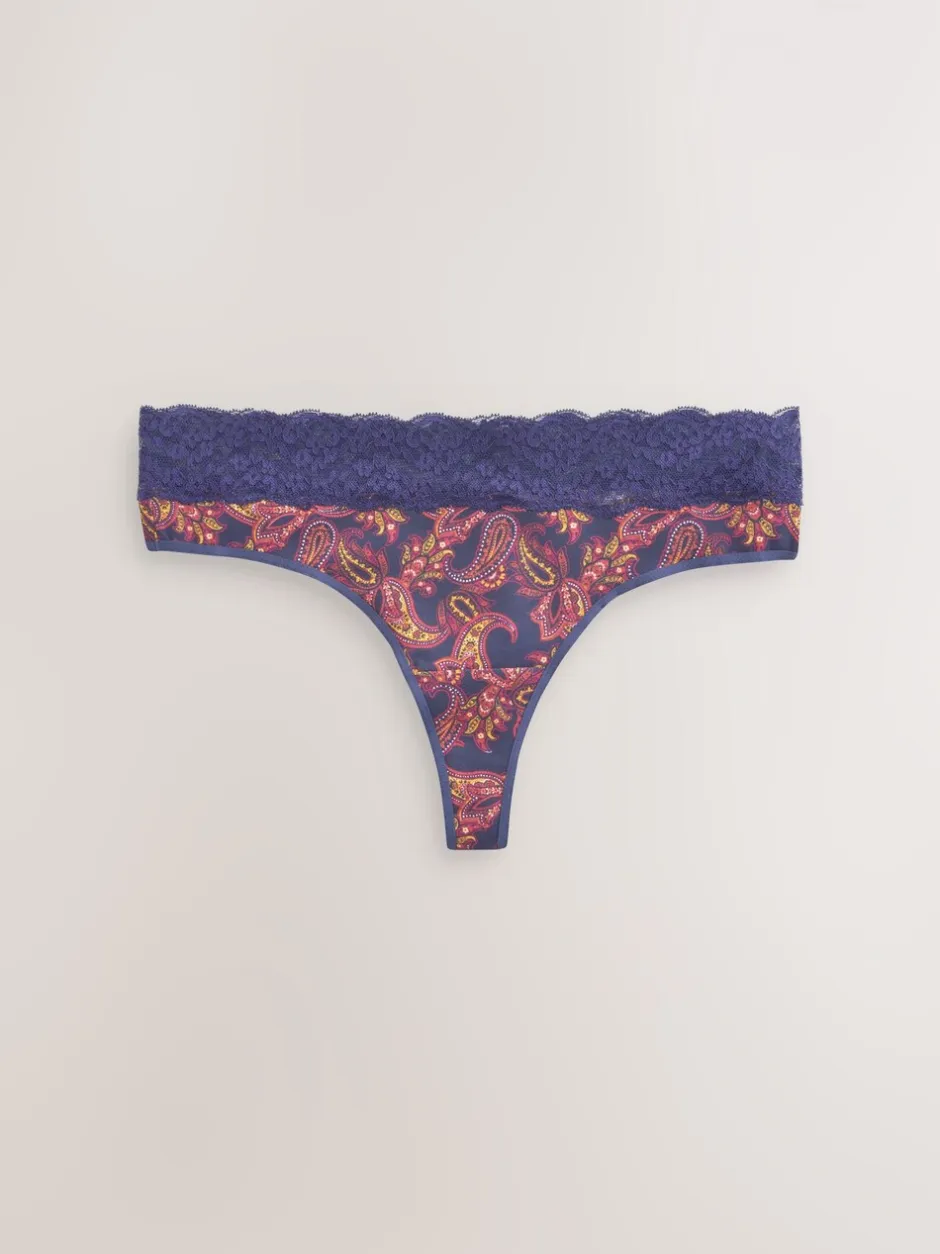 Onderbroeken*Next Marineblauw met paisleymotief - Katoenen kanten slipjes 4 stuks