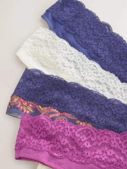 Onderbroeken*Next Marineblauw met paisleymotief - Katoenen kanten slipjes 4 stuks