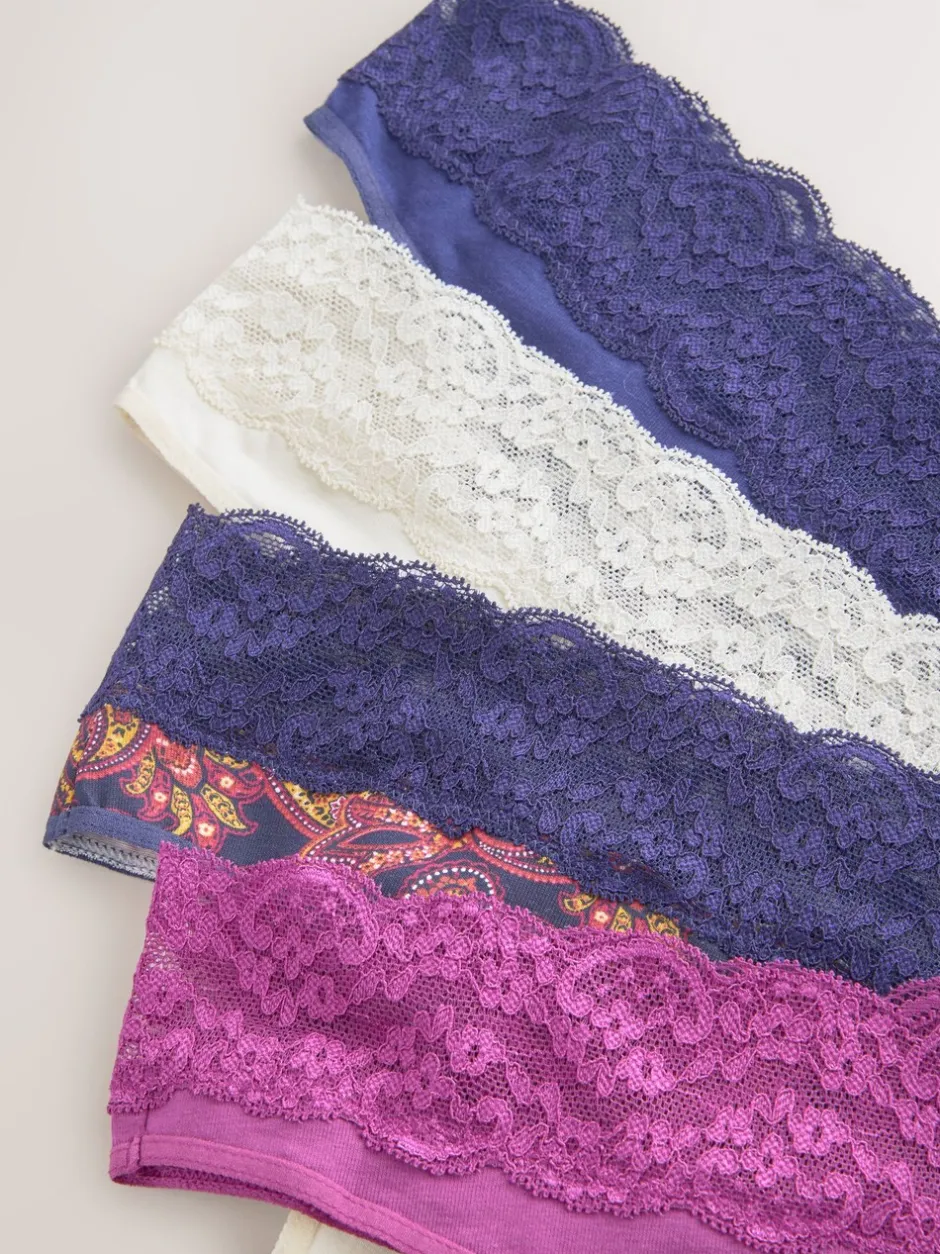 Onderbroeken*Next Marineblauw met paisleymotief - Katoenen kanten slipjes 4 stuks