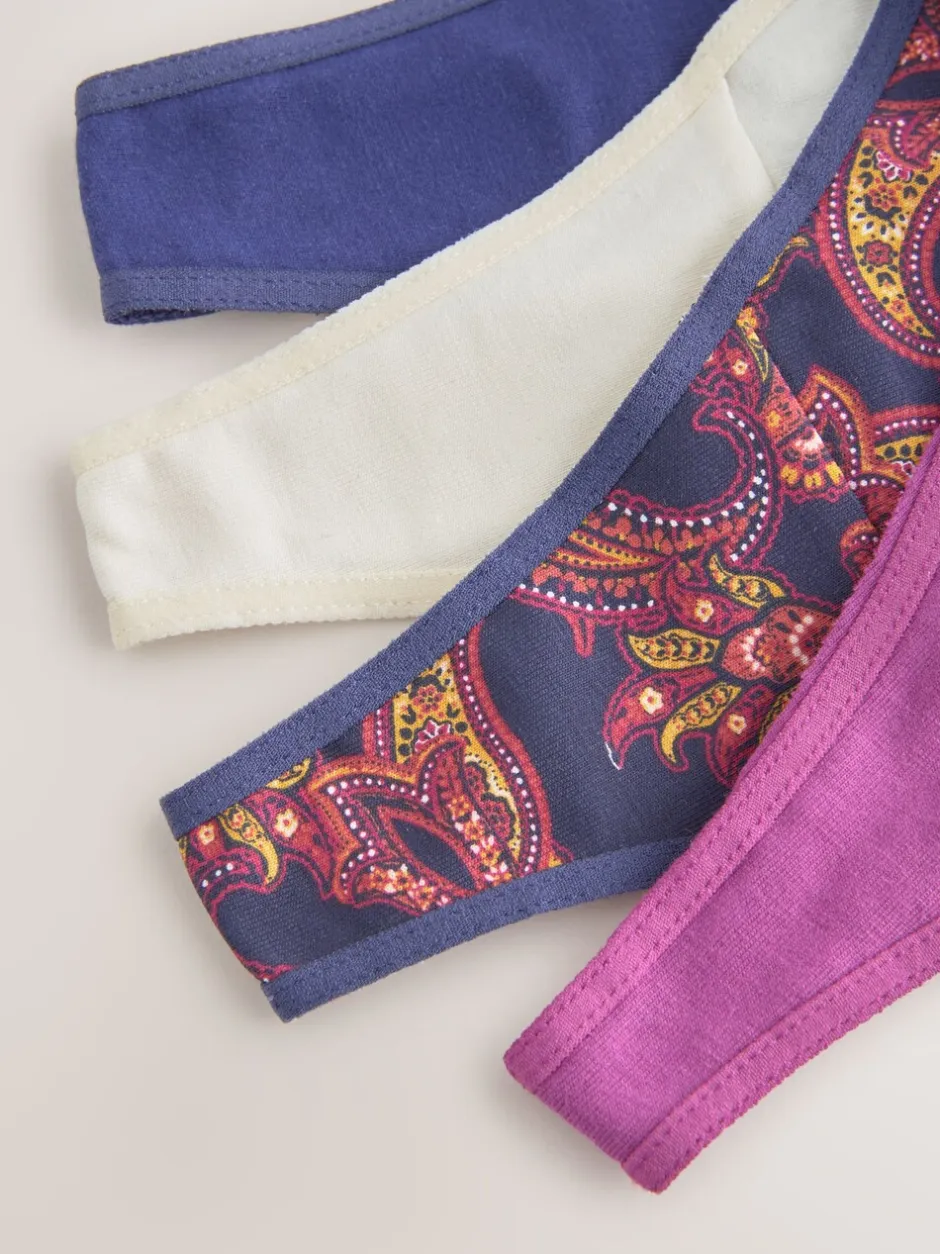 Onderbroeken*Next Marineblauw met paisleymotief - Katoenen kanten slipjes 4 stuks