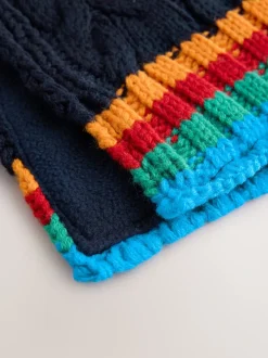 Mutsen, Handschoenen En Sjaals*Next Marineblauw met regenboogrib - Set van 3 -delige muts, sjaal en handschoenen (3-16jr)
