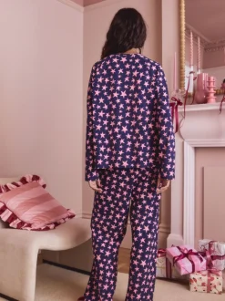 Pyjama's|Loungewear|Next - Pyjama met lange mouwen Marineblauw met sterren