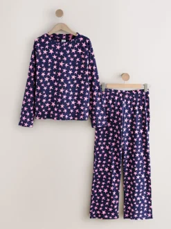 Pyjama's|Loungewear|Next - Pyjama met lange mouwen Marineblauw met sterren