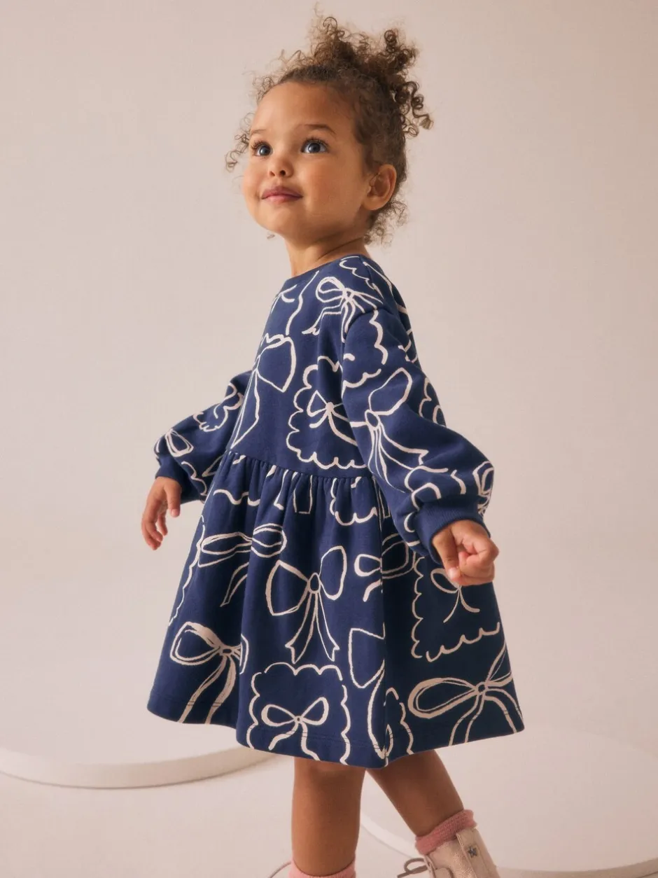 Jurken|Gebreide Kleding|Next Marineblauw met strikjes - Sweaterjurk (3 mnd-7 jr)