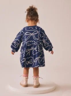 Jurken|Gebreide Kleding|Next Marineblauw met strikjes - Sweaterjurk (3 mnd-7 jr)