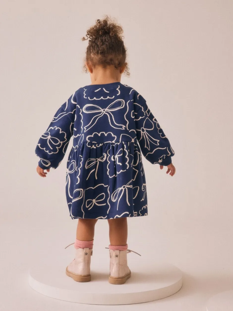 Jurken|Gebreide Kleding|Next Marineblauw met strikjes - Sweaterjurk (3 mnd-7 jr)