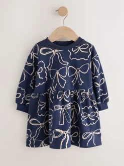 Jurken|Gebreide Kleding|Next Marineblauw met strikjes - Sweaterjurk (3 mnd-7 jr)