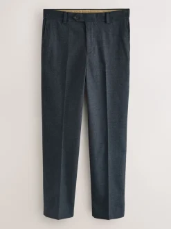 Formele Broek|Broeken En Chino's|Next - Regular Fit Smart Brushed Cotton Trousers Marineblauw met textuur