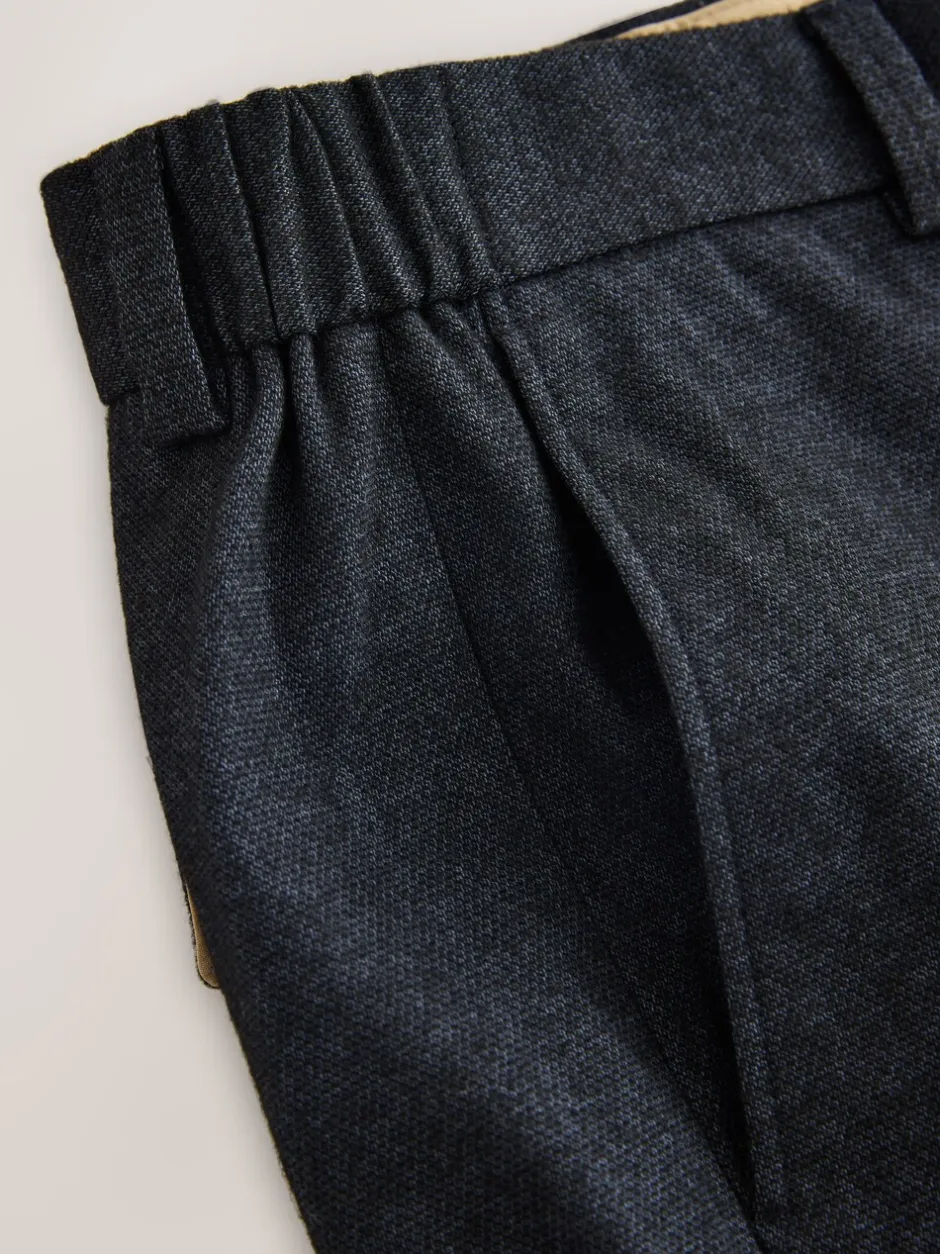Formele Broek|Broeken En Chino's|Next - Regular Fit Smart Brushed Cotton Trousers Marineblauw met textuur