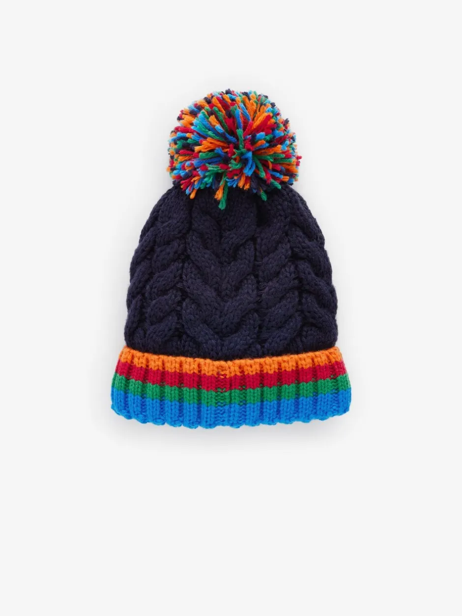 Mutsen, Handschoenen En Sjaals|Next - Beanie-muts met pompon (3mnd-16jr) Marineblauw regenboog geribbeld