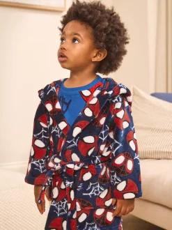 Kamerjassen|Nachtkleding En Pyjama's|Next Marineblauw Spider-Man - Fleece-licentie badjas (12mnd -10jr)