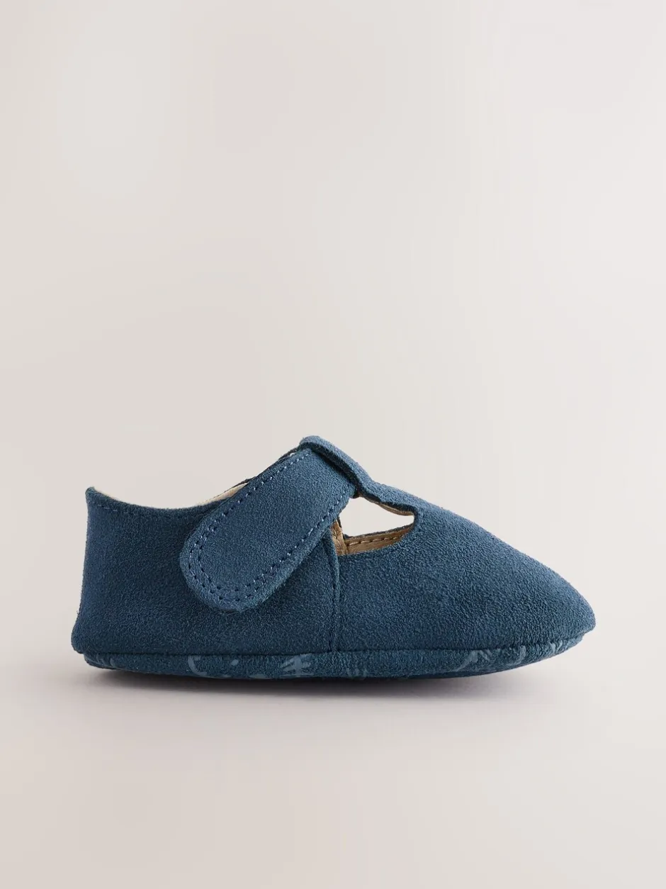 Babyschoenen*Next - Leren babyschoen met T-bandje (0 - 24 mnd) Marineblauw suède
