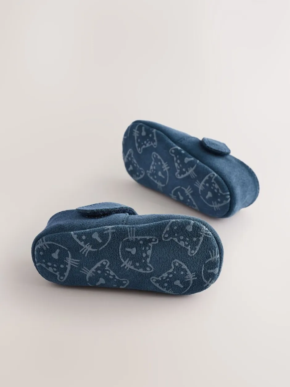 Babyschoenen*Next - Leren babyschoen met T-bandje (0 - 24 mnd) Marineblauw suède