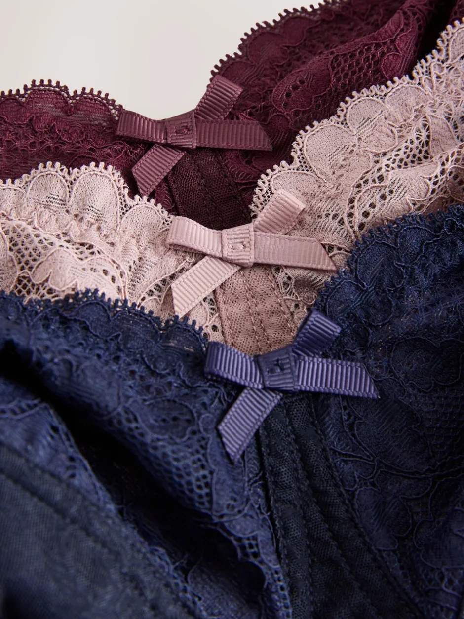 Beha's|Next - Total Support ultiem comfortabele kanten beha's met volledige cups 3 stuks Marineblauw/bessenrood/roze