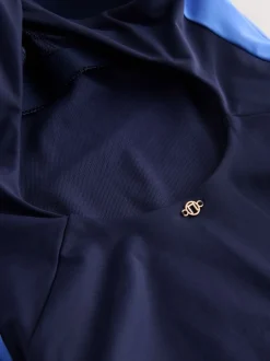 Badkleding|Next - Hoogsluitende halterbadpak met buikcorrectie Marineblauw/blauw