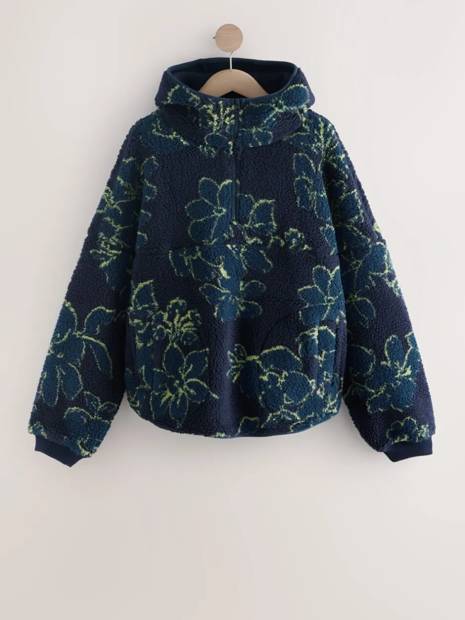 Hoody's En Sweatshirts|Next - Active jack met capuchon van borg Marineblauwe bloemenprint
