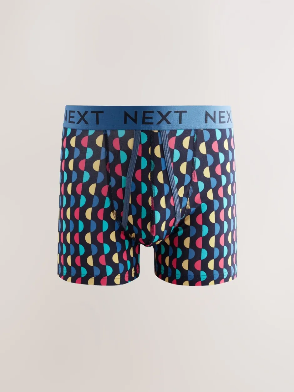 Ondergoed|Ondergoed*Next Marineblauwe kleur met opvallende stippen en strepen - Verpakking van 10 - Boxershorts met A-voorkant