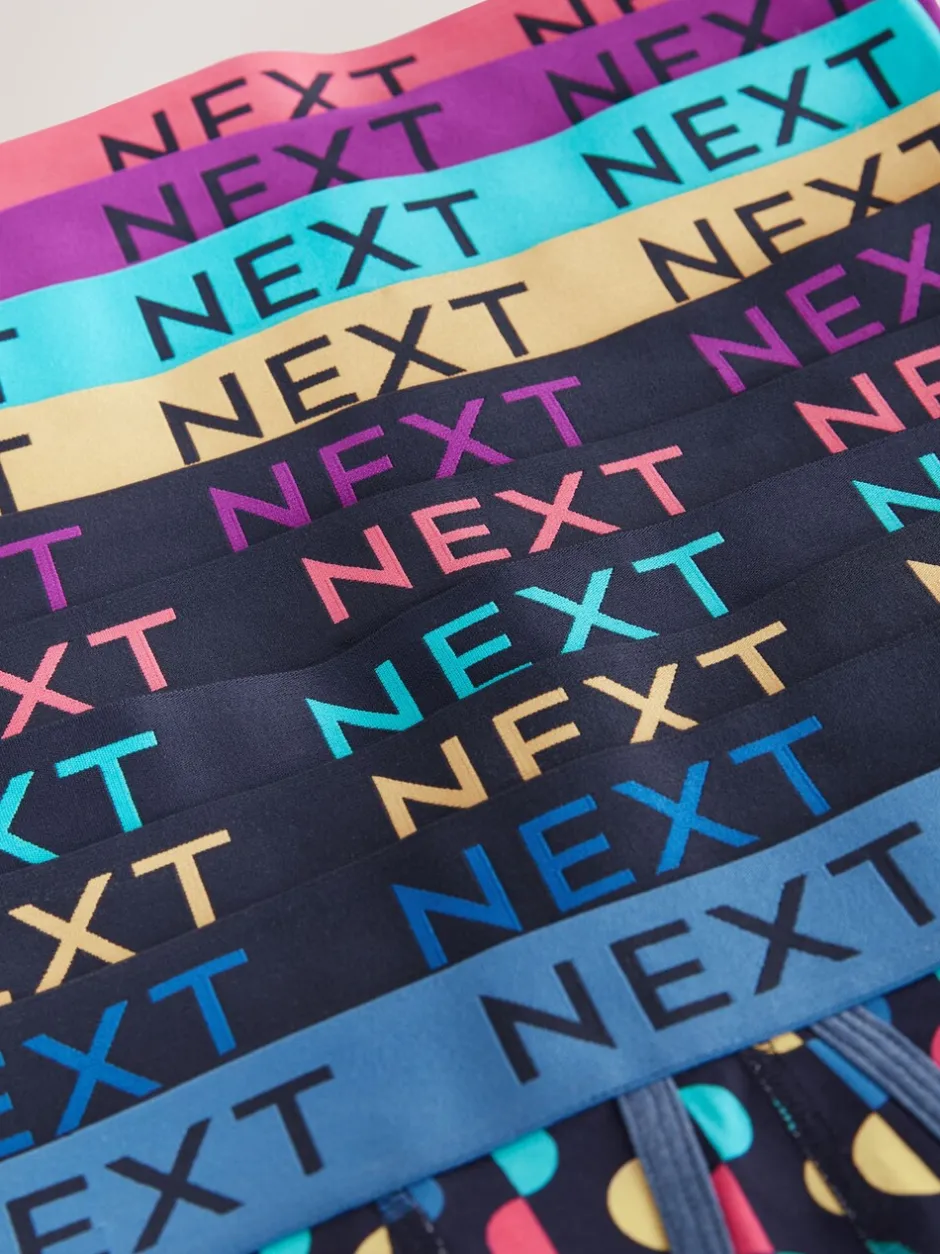 Ondergoed|Ondergoed*Next Marineblauwe kleur met opvallende stippen en strepen - Verpakking van 10 - Boxershorts met A-voorkant