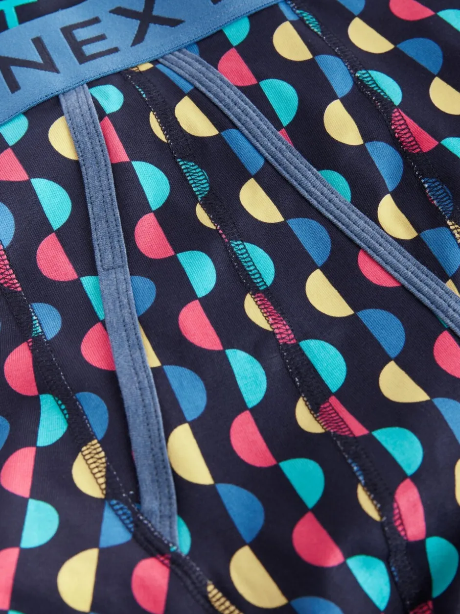 Ondergoed|Ondergoed*Next Marineblauwe kleur met opvallende stippen en strepen - Verpakking van 10 - Boxershorts met A-voorkant