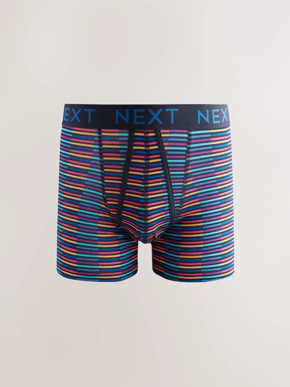 Ondergoed|Ondergoed*Next Marineblauwe kleur met opvallende stippen en strepen - Verpakking van 10 - Boxershorts met A-voorkant
