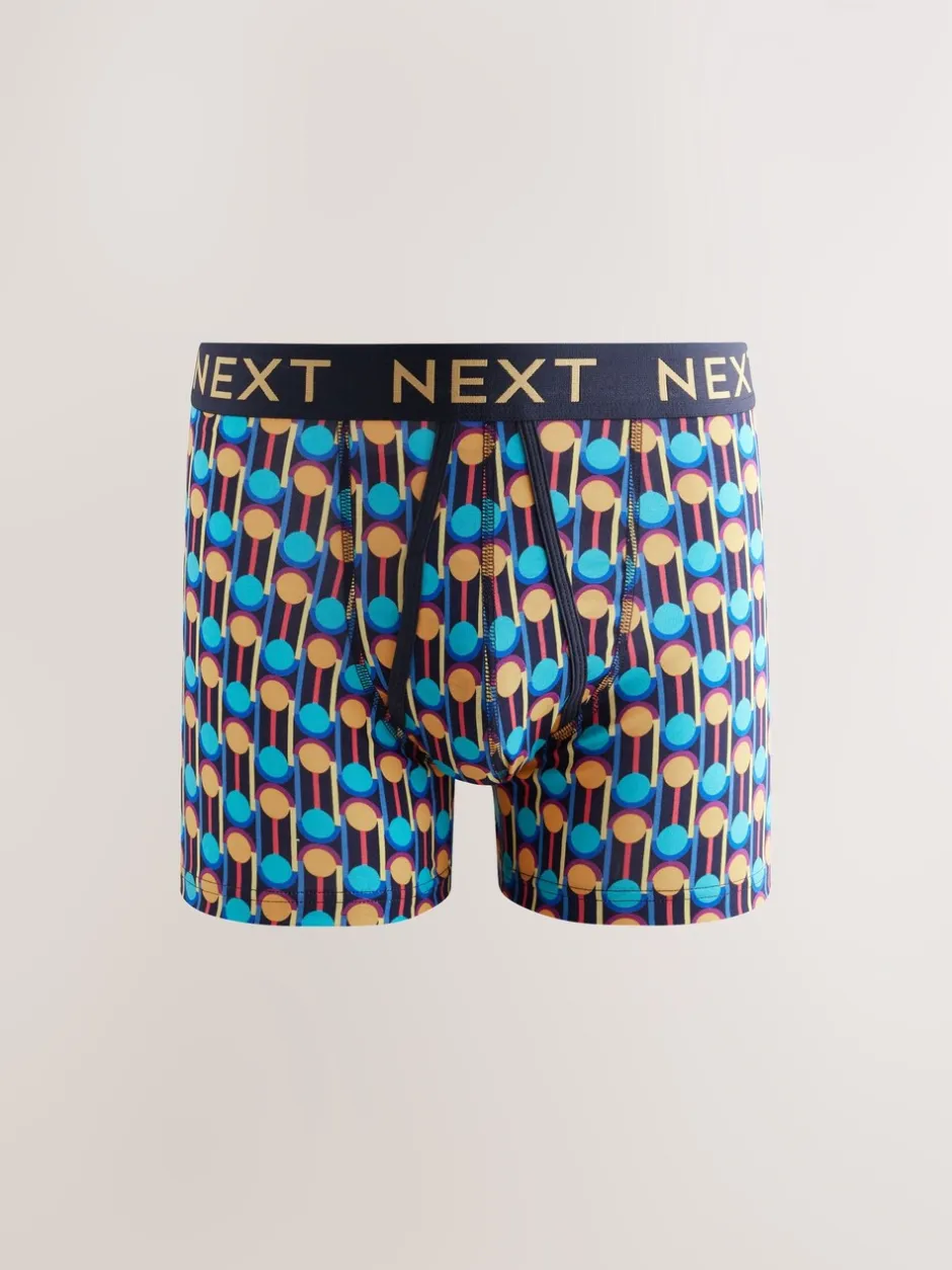 Ondergoed|Ondergoed*Next Marineblauwe kleur met opvallende stippen en strepen - Verpakking van 10 - Boxershorts met A-voorkant