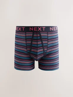 Ondergoed|Ondergoed*Next Marineblauwe kleur met opvallende stippen en strepen - Verpakking van 10 - Boxershorts met A-voorkant