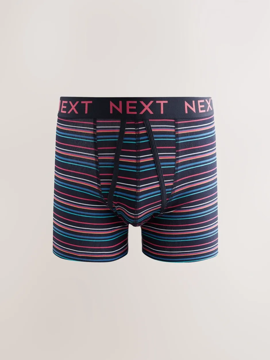 Ondergoed|Ondergoed*Next Marineblauwe kleur met opvallende stippen en strepen - Verpakking van 10 - Boxershorts met A-voorkant