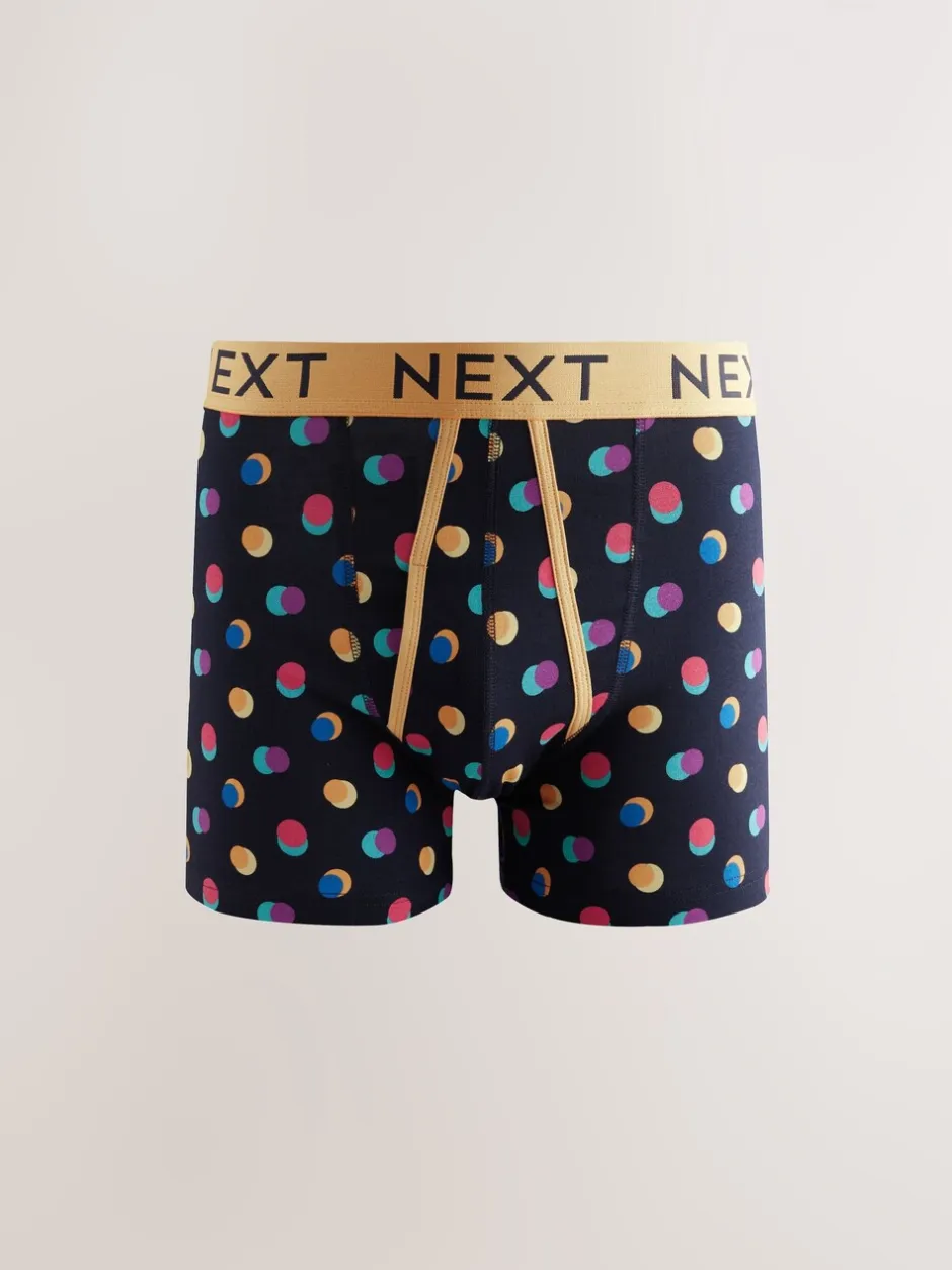 Ondergoed|Ondergoed*Next Marineblauwe kleur met opvallende stippen en strepen - Verpakking van 10 - Boxershorts met A-voorkant