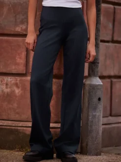 Broeken|Next - Smoothing Ponte Jersey Broek met Wijde Pijpen Marineblauwe krijtstreep