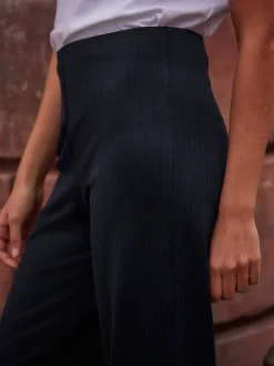 Broeken|Next - Smoothing Ponte Jersey Broek met Wijde Pijpen Marineblauwe krijtstreep