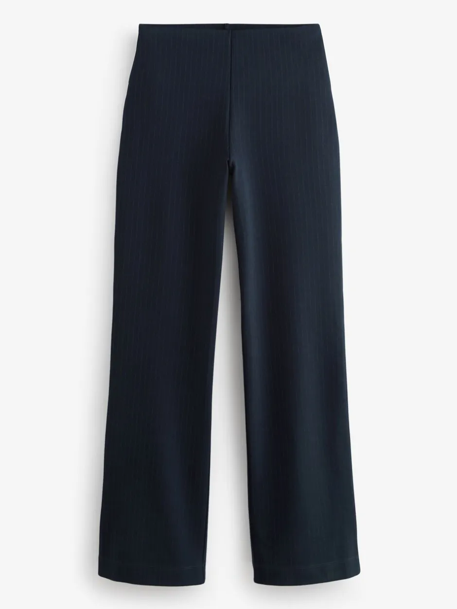 Broeken|Next - Smoothing Ponte Jersey Broek met Wijde Pijpen Marineblauwe krijtstreep