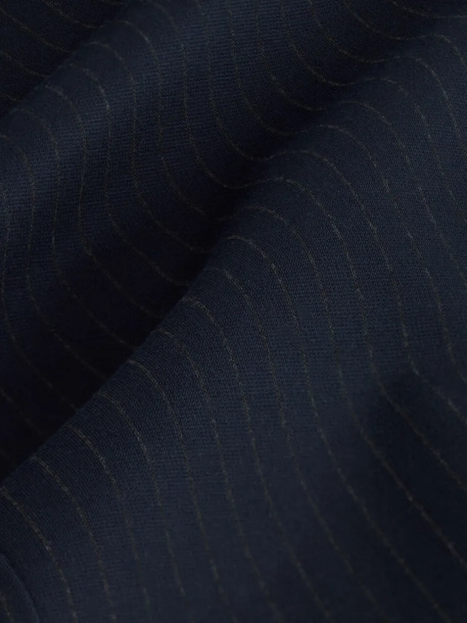 Broeken|Next - Smoothing Ponte Jersey Broek met Wijde Pijpen Marineblauwe krijtstreep