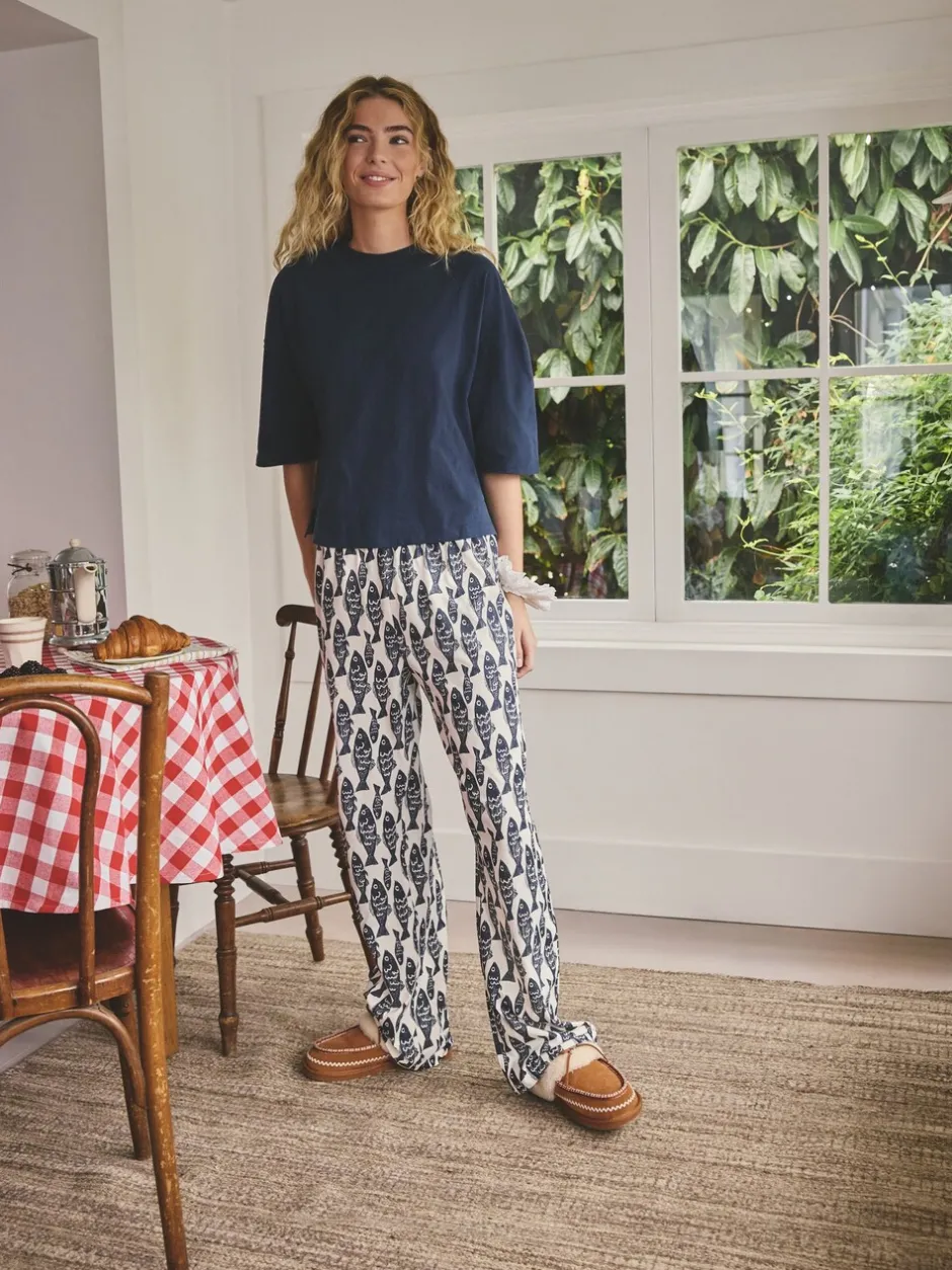 Pyjama's|Loungewear|Next Marineblauwe vis - Katoenen pyjama met korte mouw