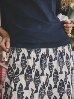 Pyjama's|Loungewear|Next Marineblauwe vis - Katoenen pyjama met korte mouw