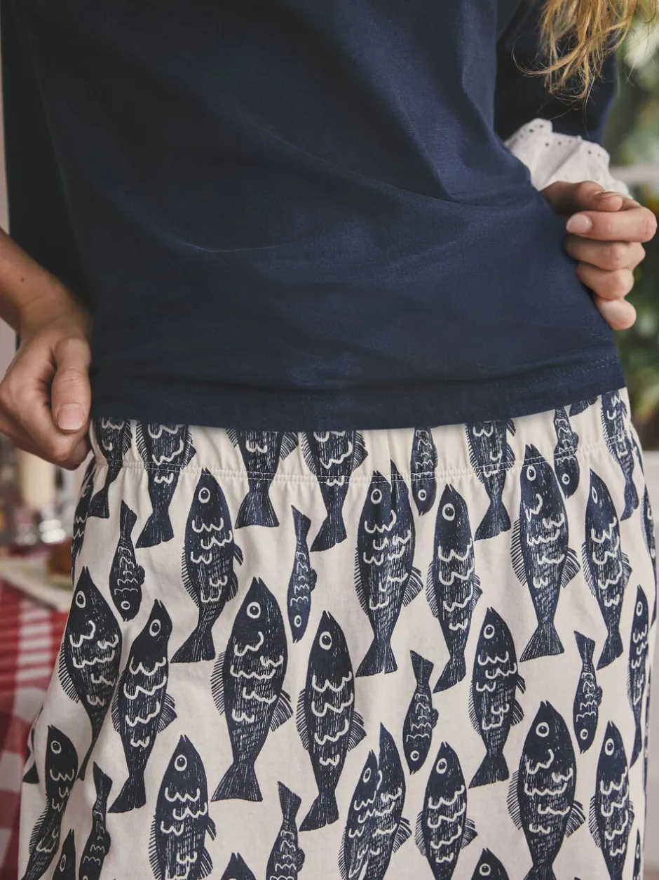 Pyjama's|Loungewear|Next Marineblauwe vis - Katoenen pyjama met korte mouw