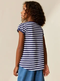 T-Shirts|Next Marineblauwe/witte strepen - T-shirt met zakje en madeliefjesprint (1,5-16 jr)