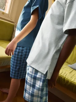 Pyjama's|Nachtkleding En Pyjama's|Next - 2 Pack Geweven Ruit Oversized Pyjama's (3-16jr) Marineblauw/grijs