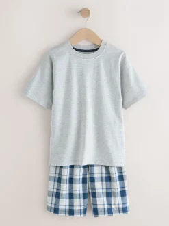 Pyjama's|Nachtkleding En Pyjama's|Next - 2 Pack Geweven Ruit Oversized Pyjama's (3-16jr) Marineblauw/grijs