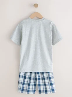 Pyjama's|Nachtkleding En Pyjama's|Next - 2 Pack Geweven Ruit Oversized Pyjama's (3-16jr) Marineblauw/grijs