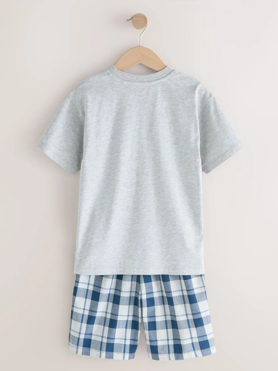 Pyjama's|Nachtkleding En Pyjama's|Next - 2 Pack Geweven Ruit Oversized Pyjama's (3-16jr) Marineblauw/grijs