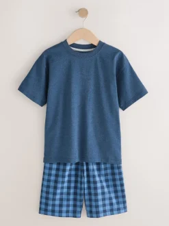 Pyjama's|Nachtkleding En Pyjama's|Next - 2 Pack Geweven Ruit Oversized Pyjama's (3-16jr) Marineblauw/grijs