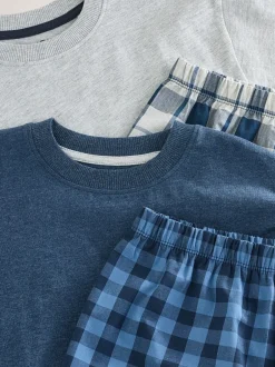 Pyjama's|Nachtkleding En Pyjama's|Next - 2 Pack Geweven Ruit Oversized Pyjama's (3-16jr) Marineblauw/grijs