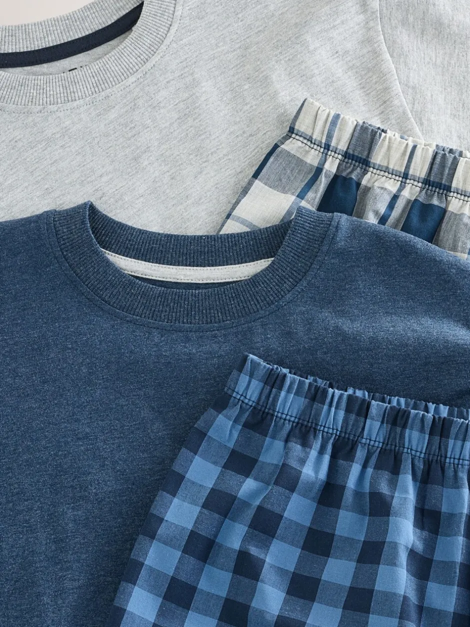 Pyjama's|Nachtkleding En Pyjama's|Next - 2 Pack Geweven Ruit Oversized Pyjama's (3-16jr) Marineblauw/grijs