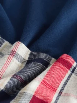 Pyjama's|Loungewear*Next Marineblauw/grijs - Geruite geweven pyjamaset met korte mouwen