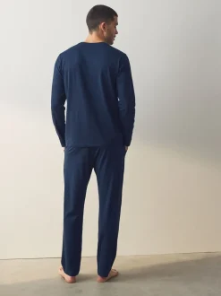 Pyjama's|Next Marineblauw/grijs - Jersey pyjamaset met lange mouwen