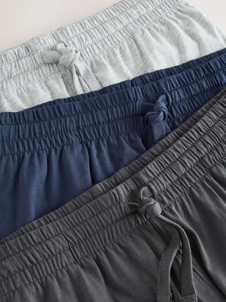 Pyjama's|Next - Set van 3 jersey pyjamashorts Marineblauw/grijs