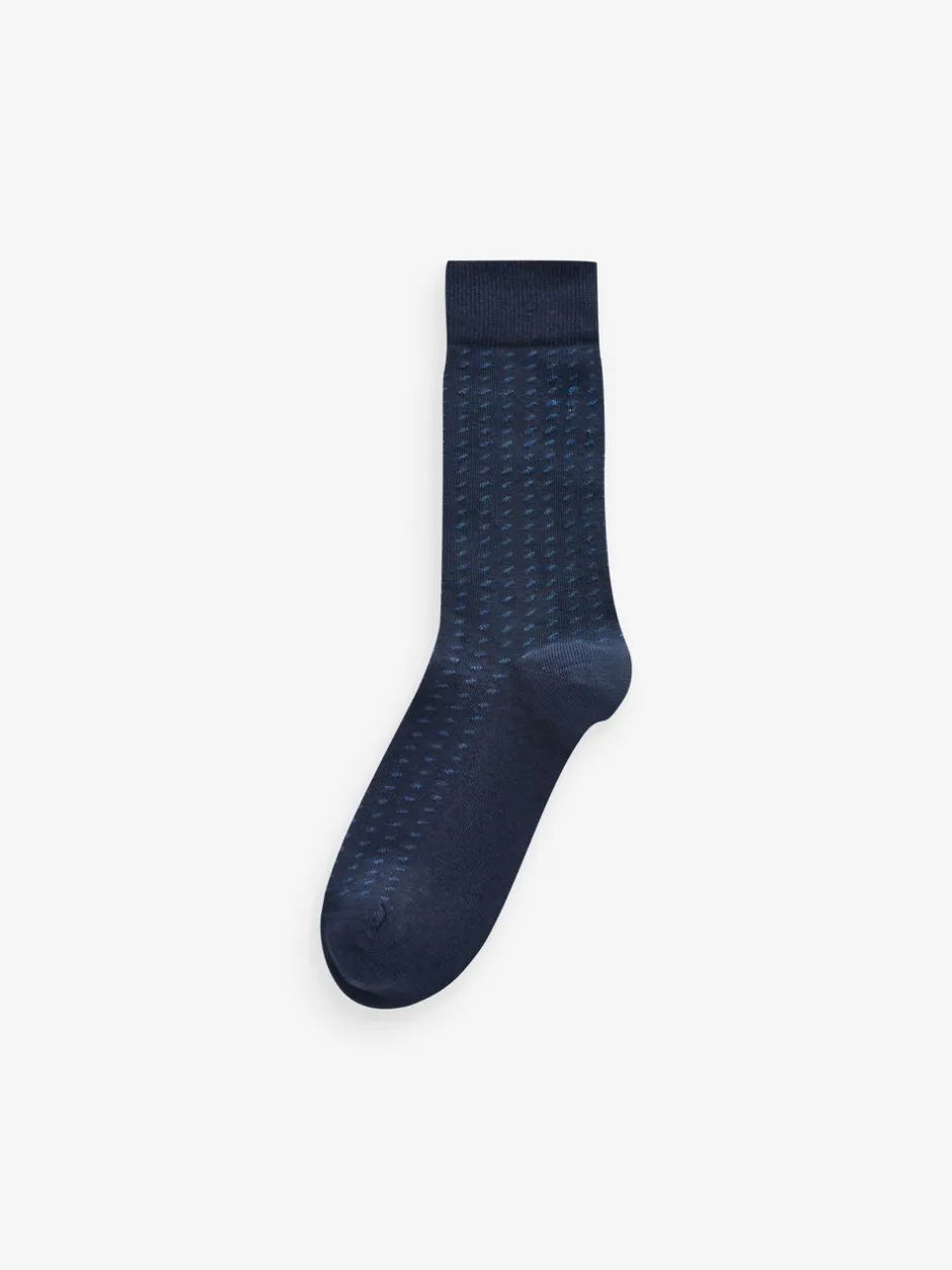 Sokken|Sokken|Next - Verpakking van 12 - Herensokken met hoog katoengehalte Marineblauw/grijs met motief