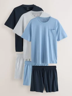 Pyjama's|Next Marineblauw/grijs/blauw - Set van 3 jersey pyjamashorts